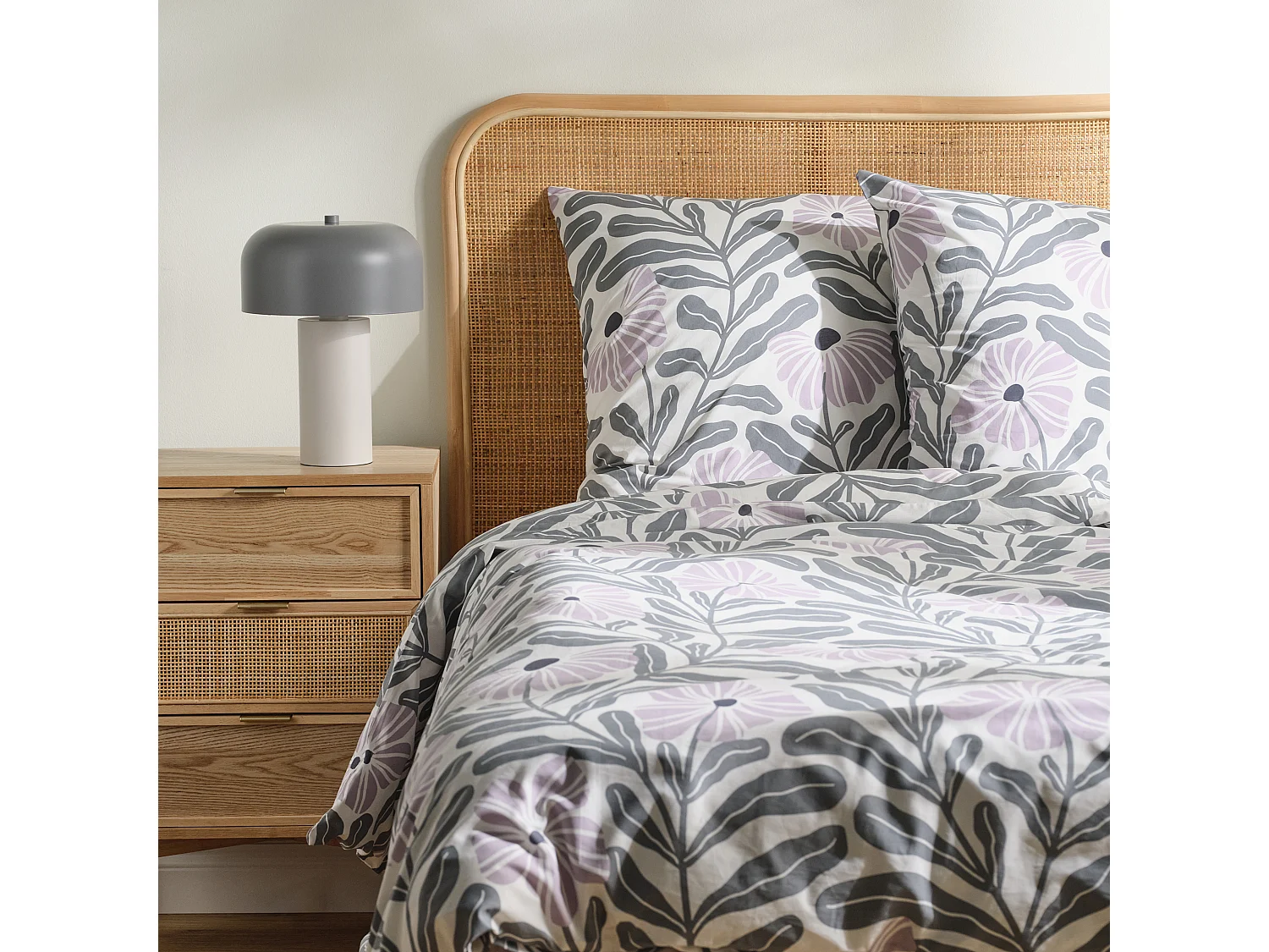 Parure de lit Leyra Blanc Coton 200x220