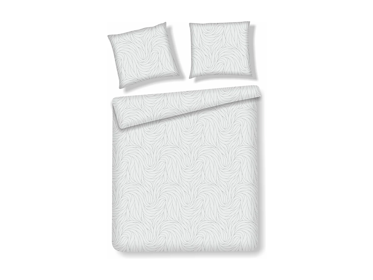 Parure de lit Linguine gris clair satin de coton 160x200