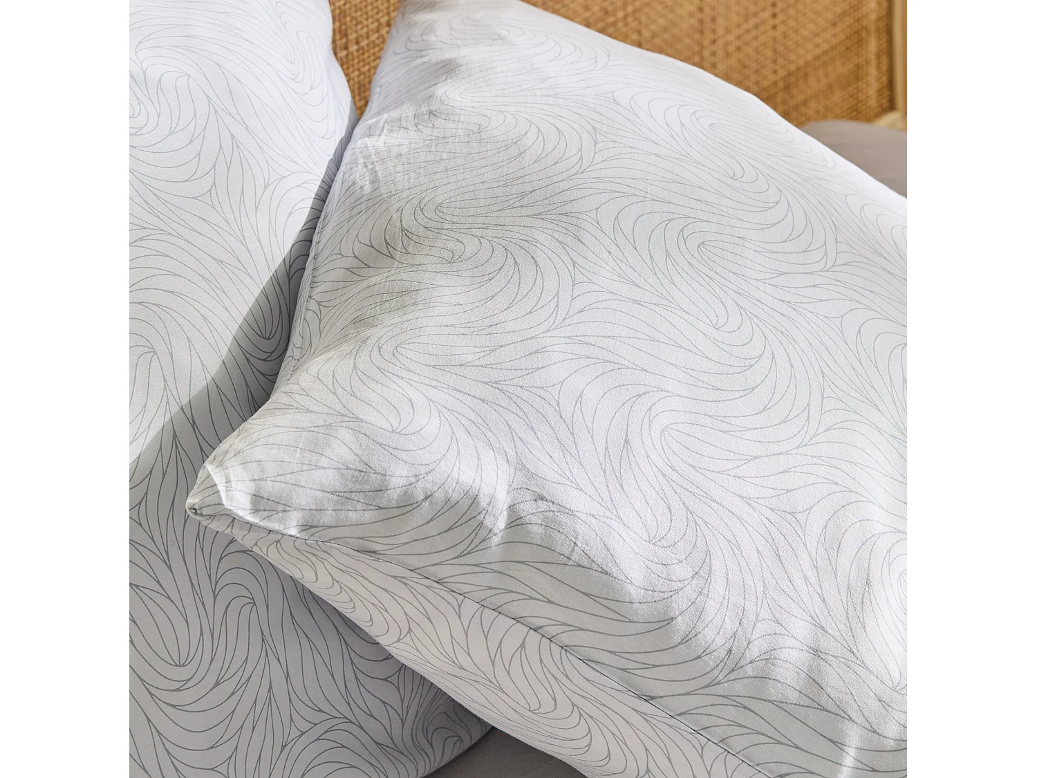 Parure de lit Linguine gris clair satin de coton 160x200