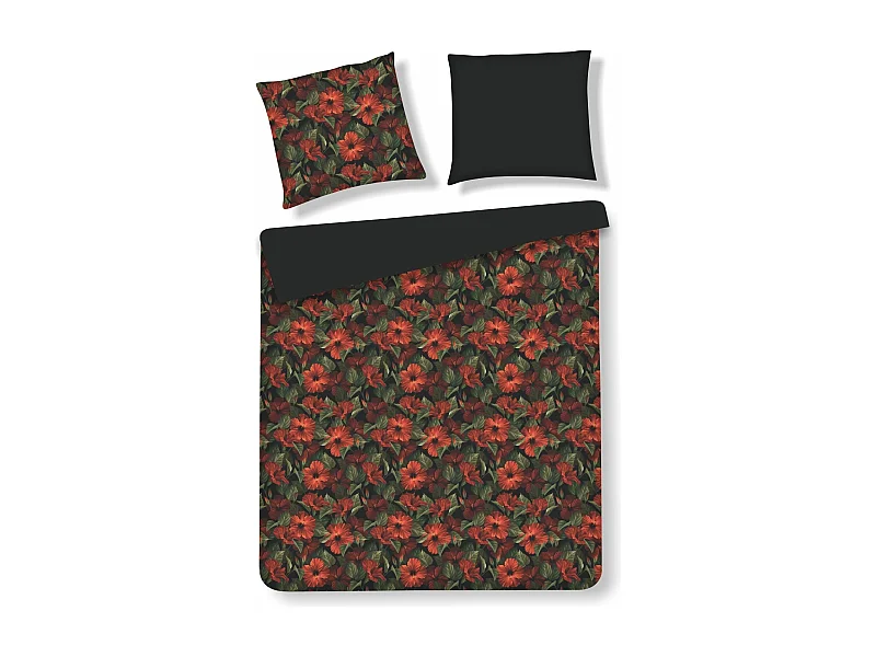 Parure de lit Akaia Noir Moyen Satin de Coton 160x200