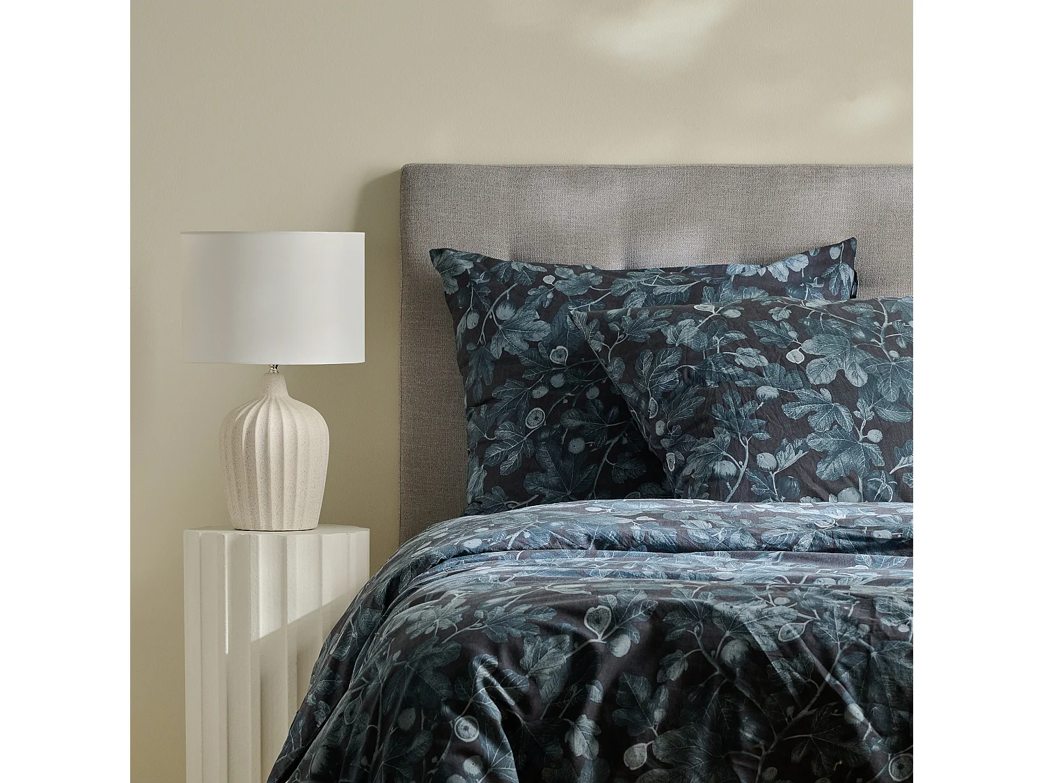 Parure de lit Fresaldo bleu foncé coton 200 x 220