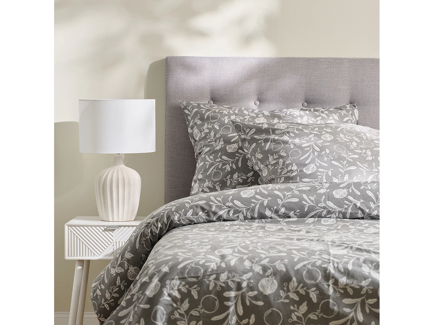 Parure de lit Granor Gris Coton 200x220