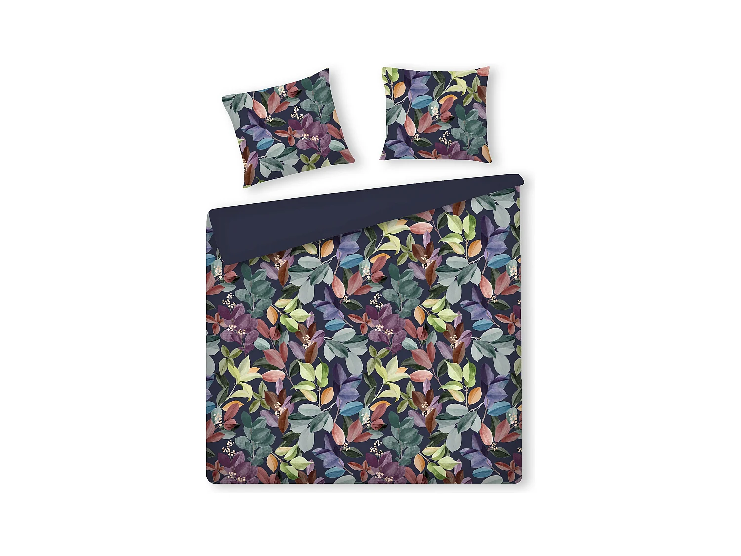 Parure de lit Tenora bleu foncé satin de coton 200 x 220