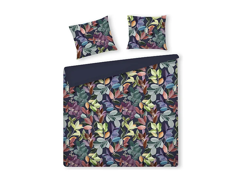 Parure de lit Tenora bleu foncé satin de coton 200 x 220