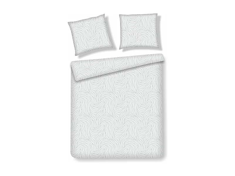 Parure de lit Linguine Gris Clair Satin de Coton 200x220