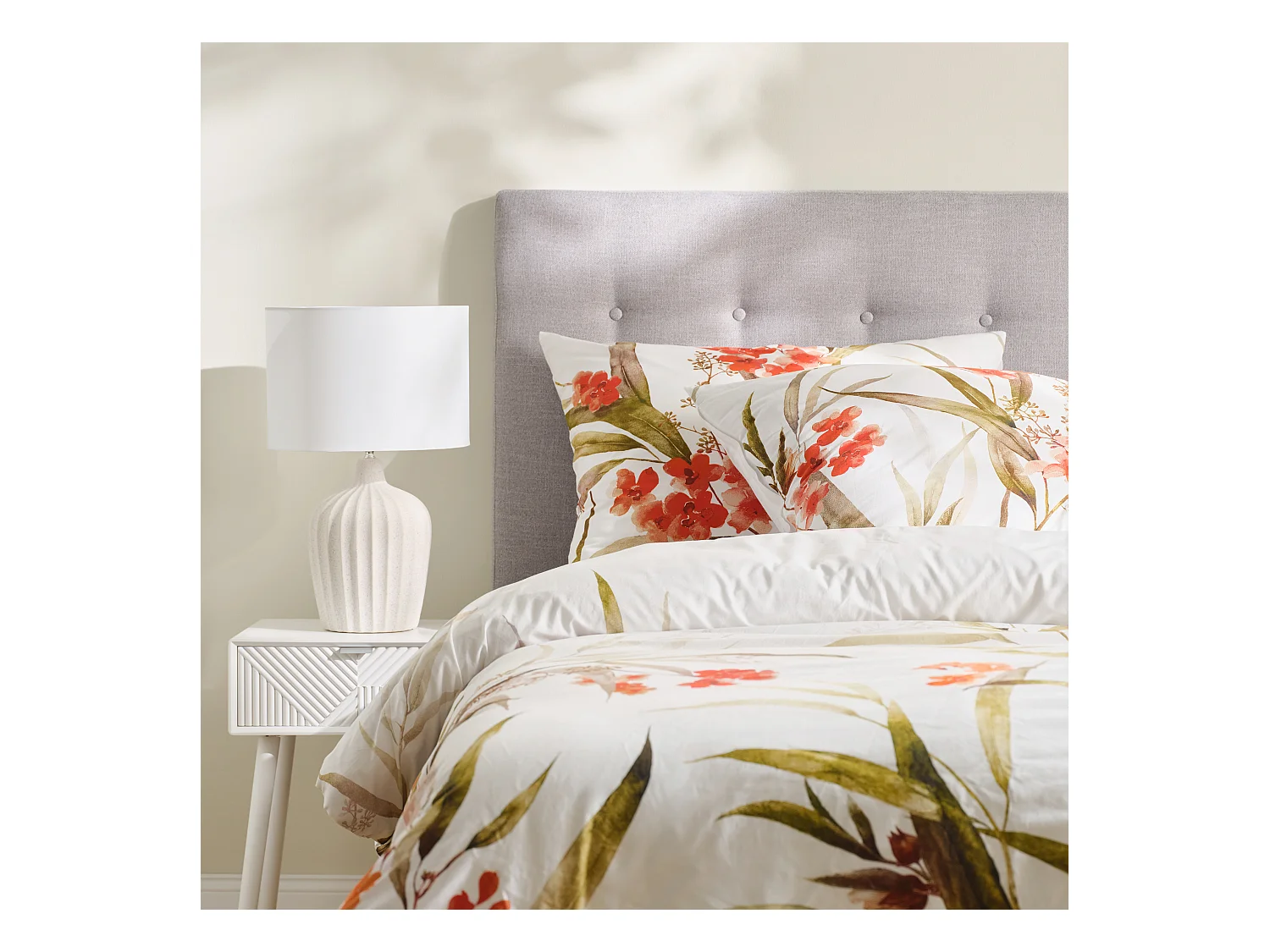 Parure de lit Elorina Blanc Coton 160x200