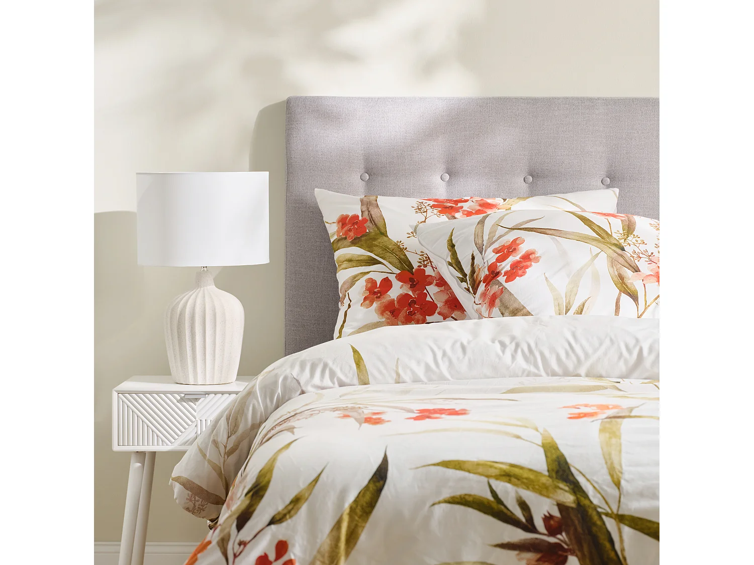 Parure de lit Elorina Blanc Coton 160x200