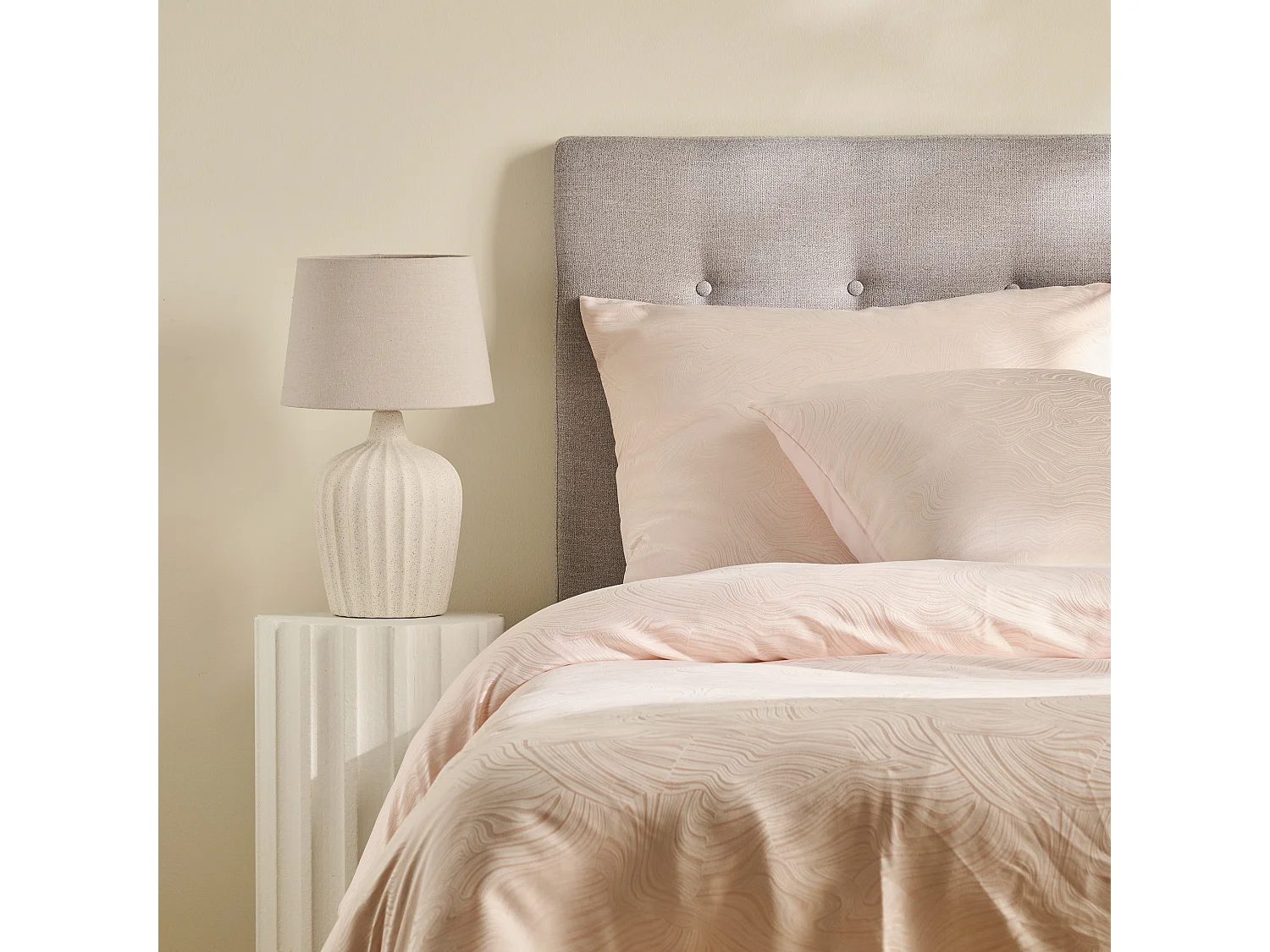 Parure de lit Linno rose pâle polyester 200 x 220