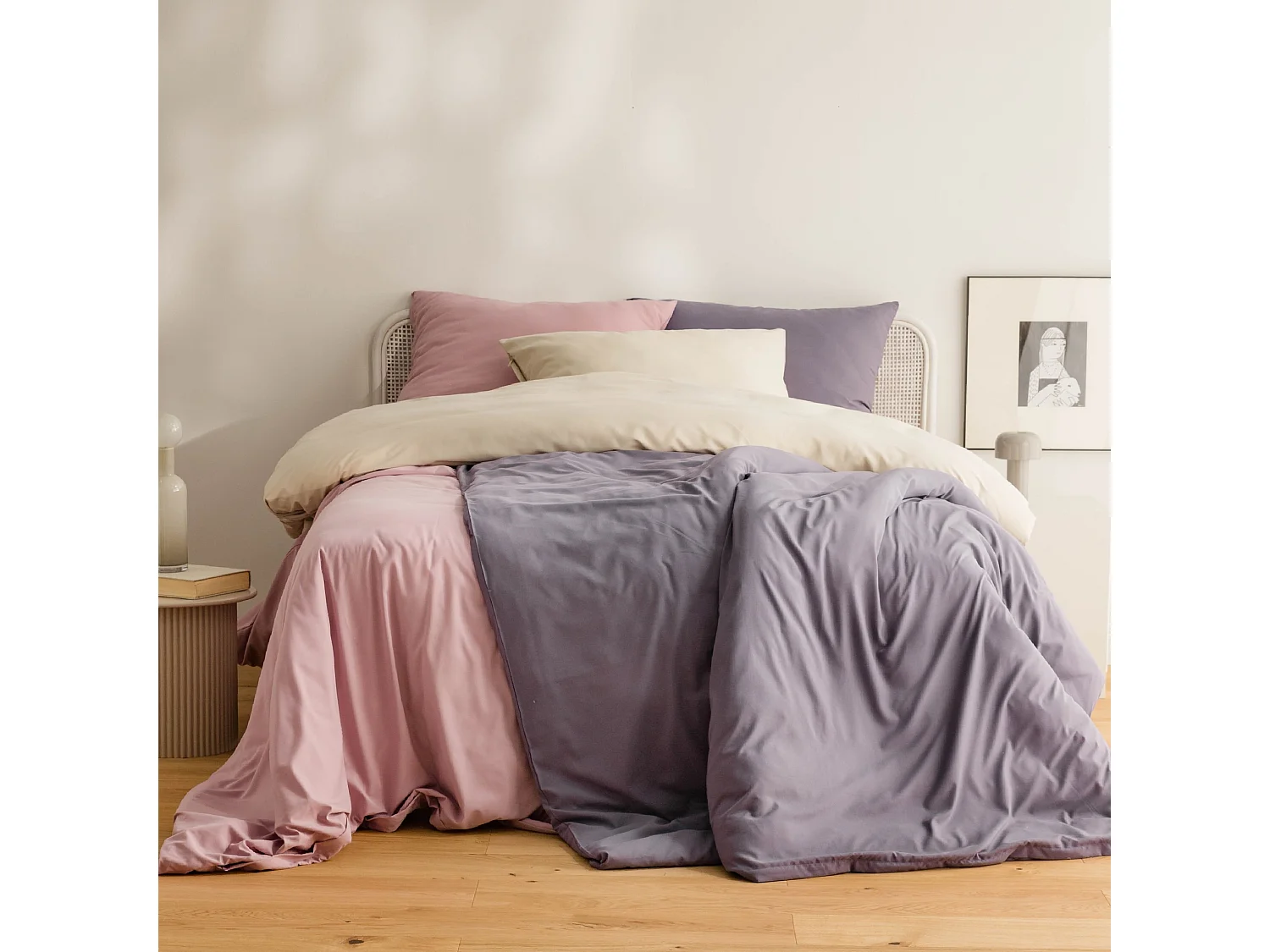 Mikrofaser-Bettwäsche Micros mittelrosa 200 x 220