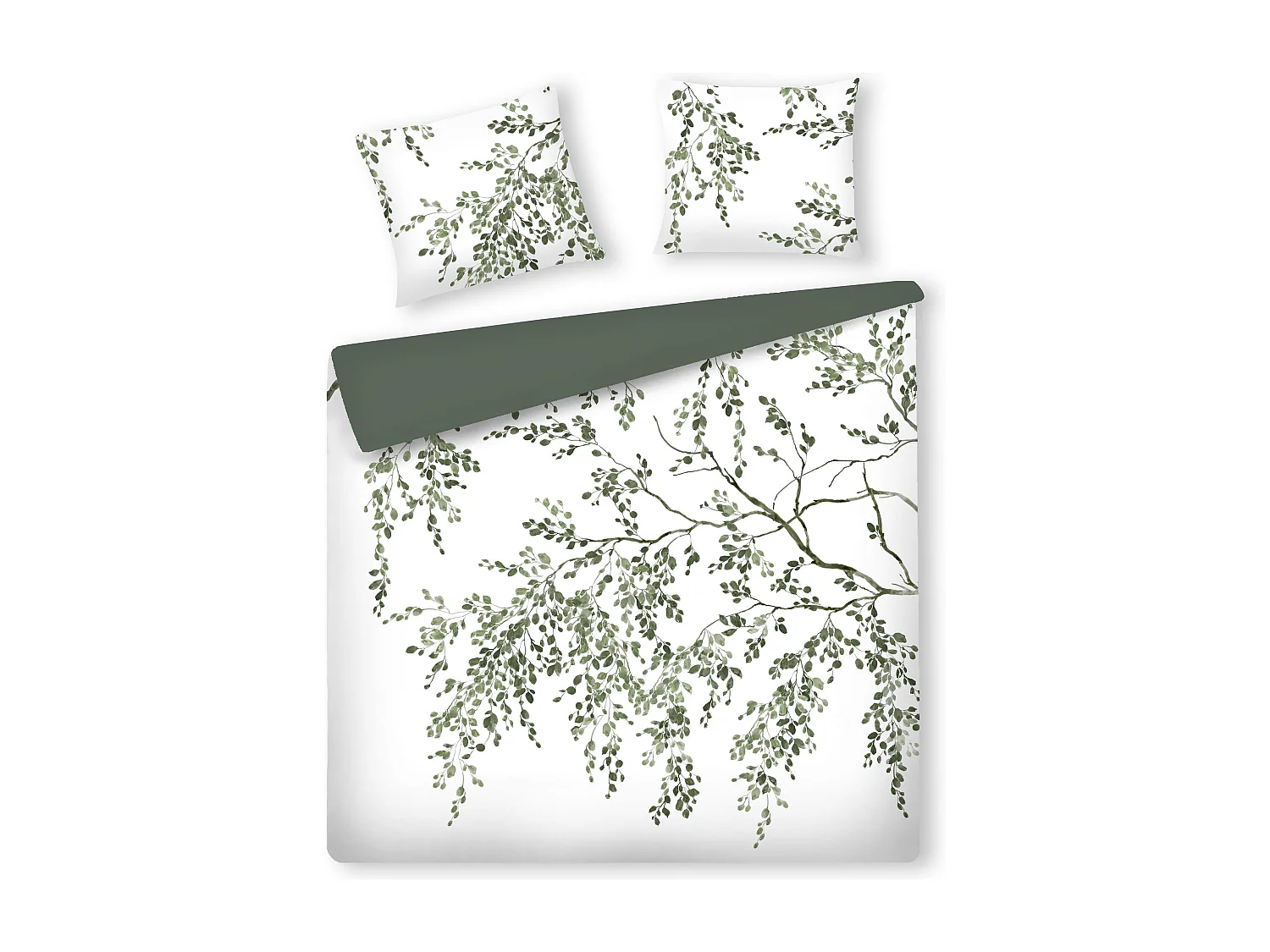 Parure de lit Oliveria écru moyen satin de coton 200 x 220