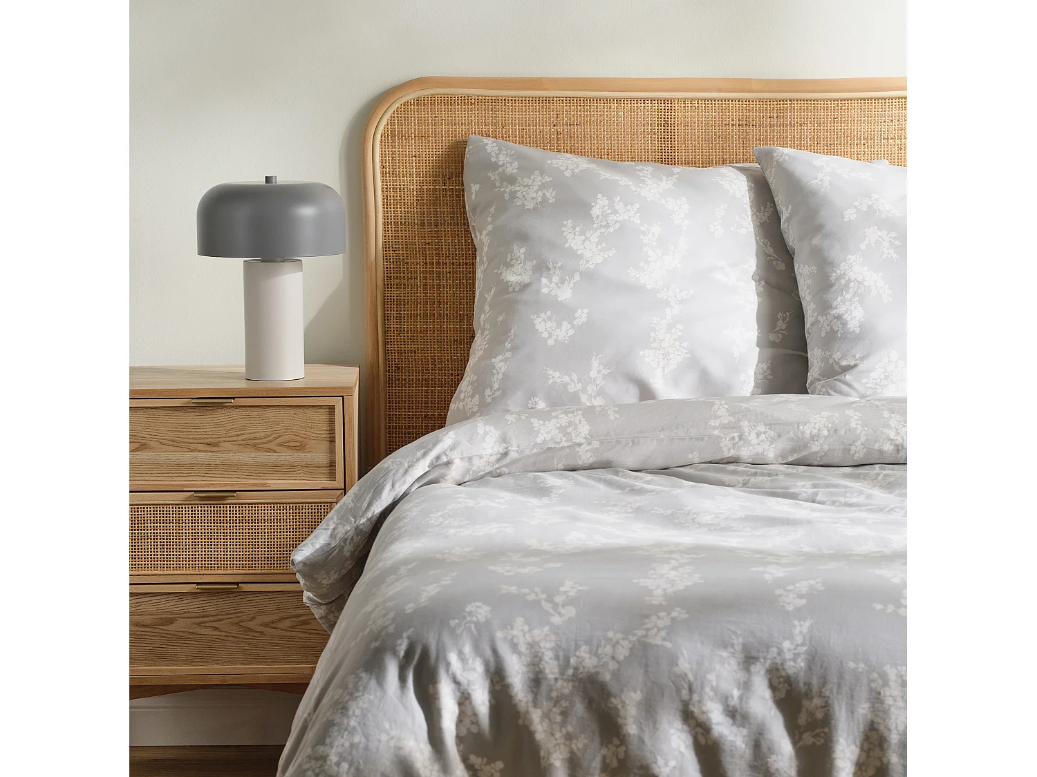 Parure de lit Vive Gris Clair Satin de Coton 160x200