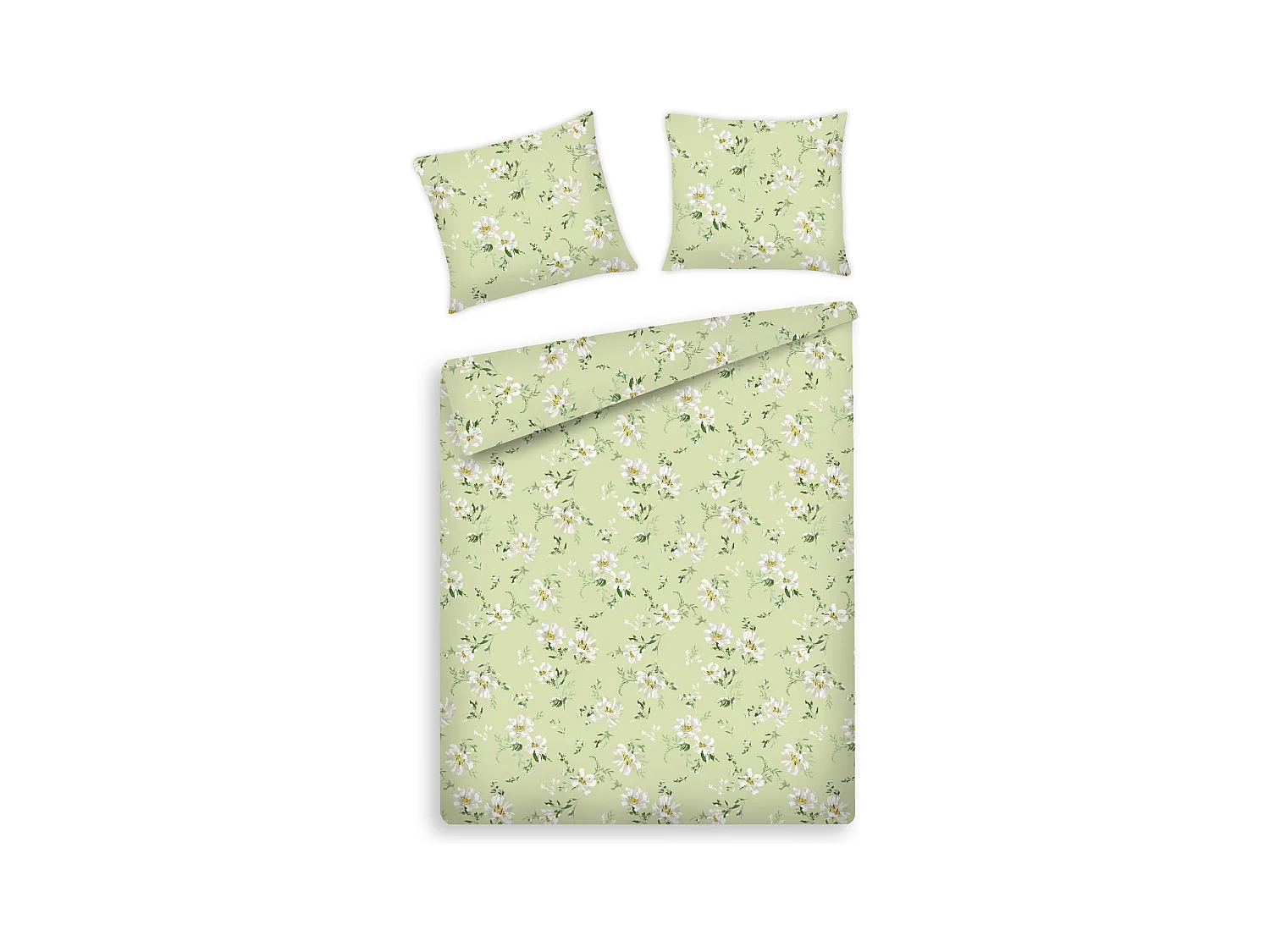 Parure de lit Jasmina vert clair satin de coton 160 x 200