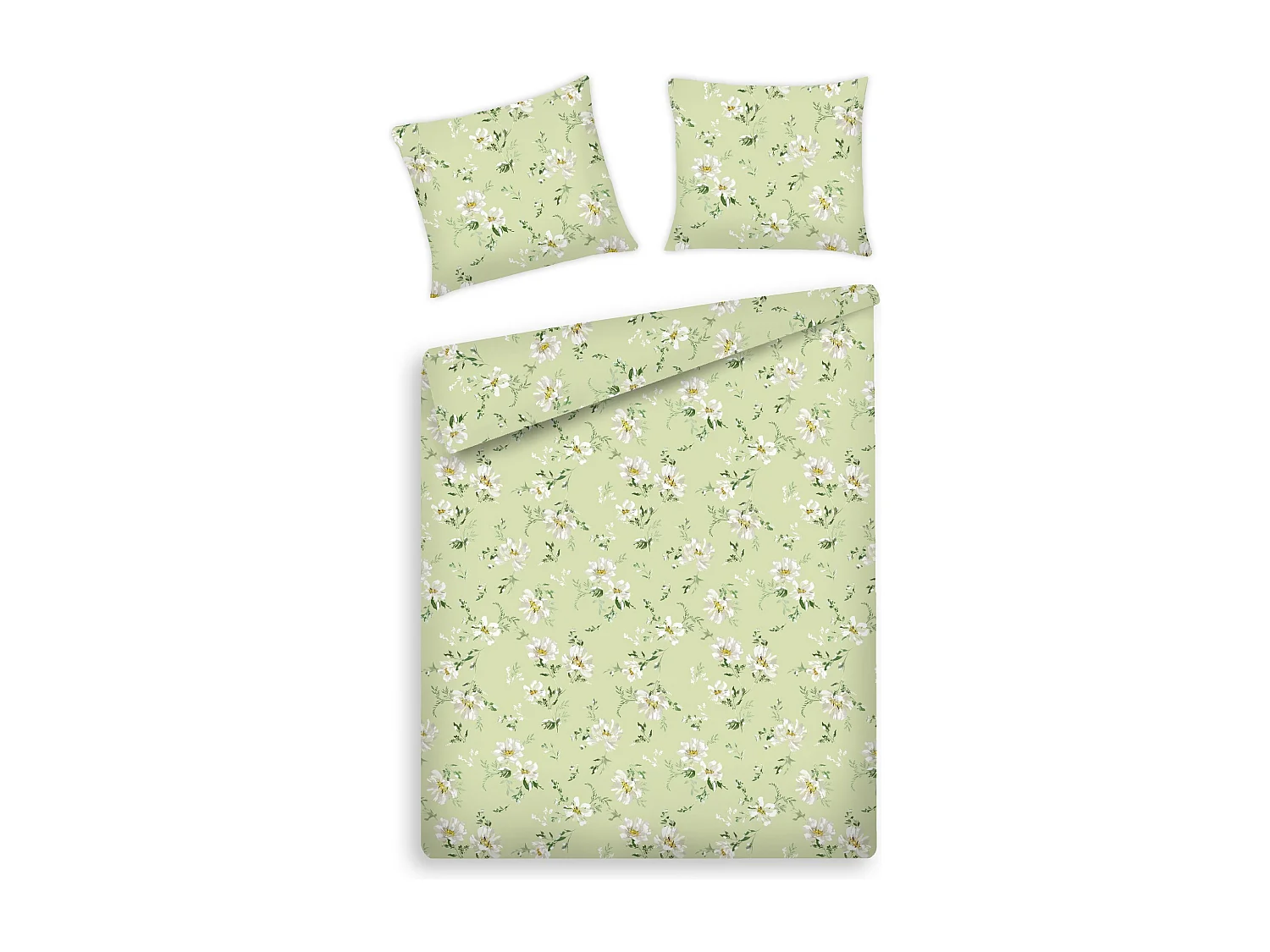 Parure de lit Jasmina vert clair satin de coton 160 x 200