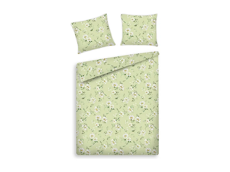 Parure de lit Jasmina vert clair satin de coton 160 x 200