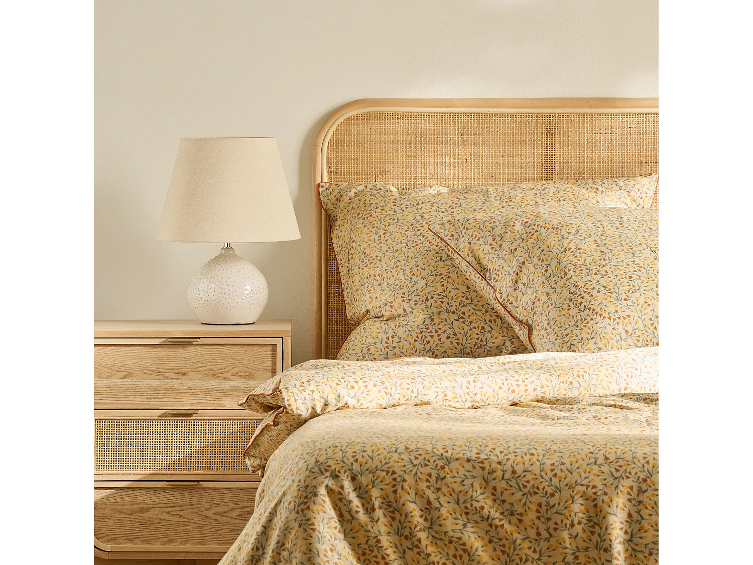 Parure de lit Crisenta beige moyen satin de coton 200x220