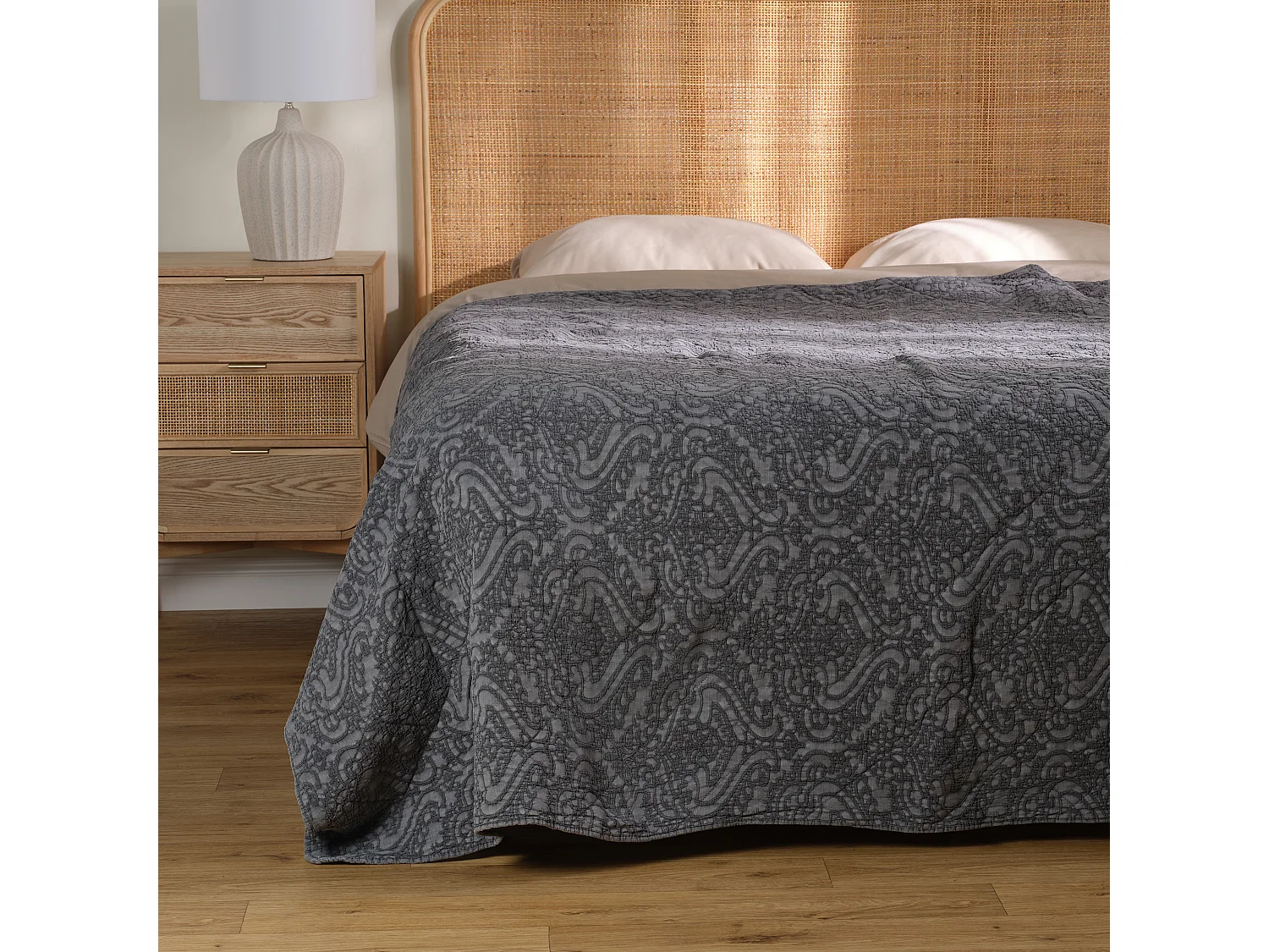 Couvre-lit Doreno Gris Moyen Coton 200x220