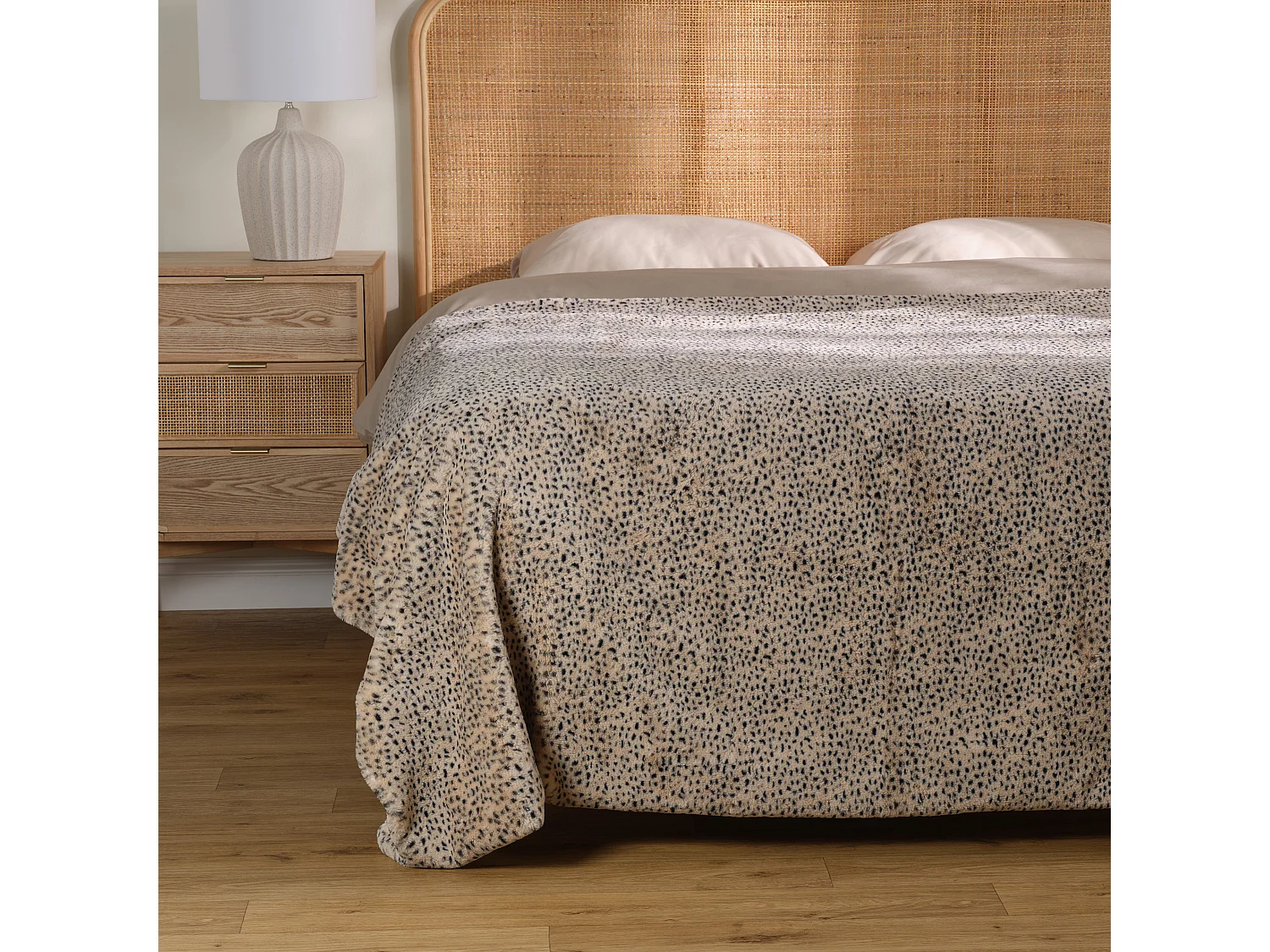 Couvre-lit Luxe Beige Fausse Fourrure 180x200