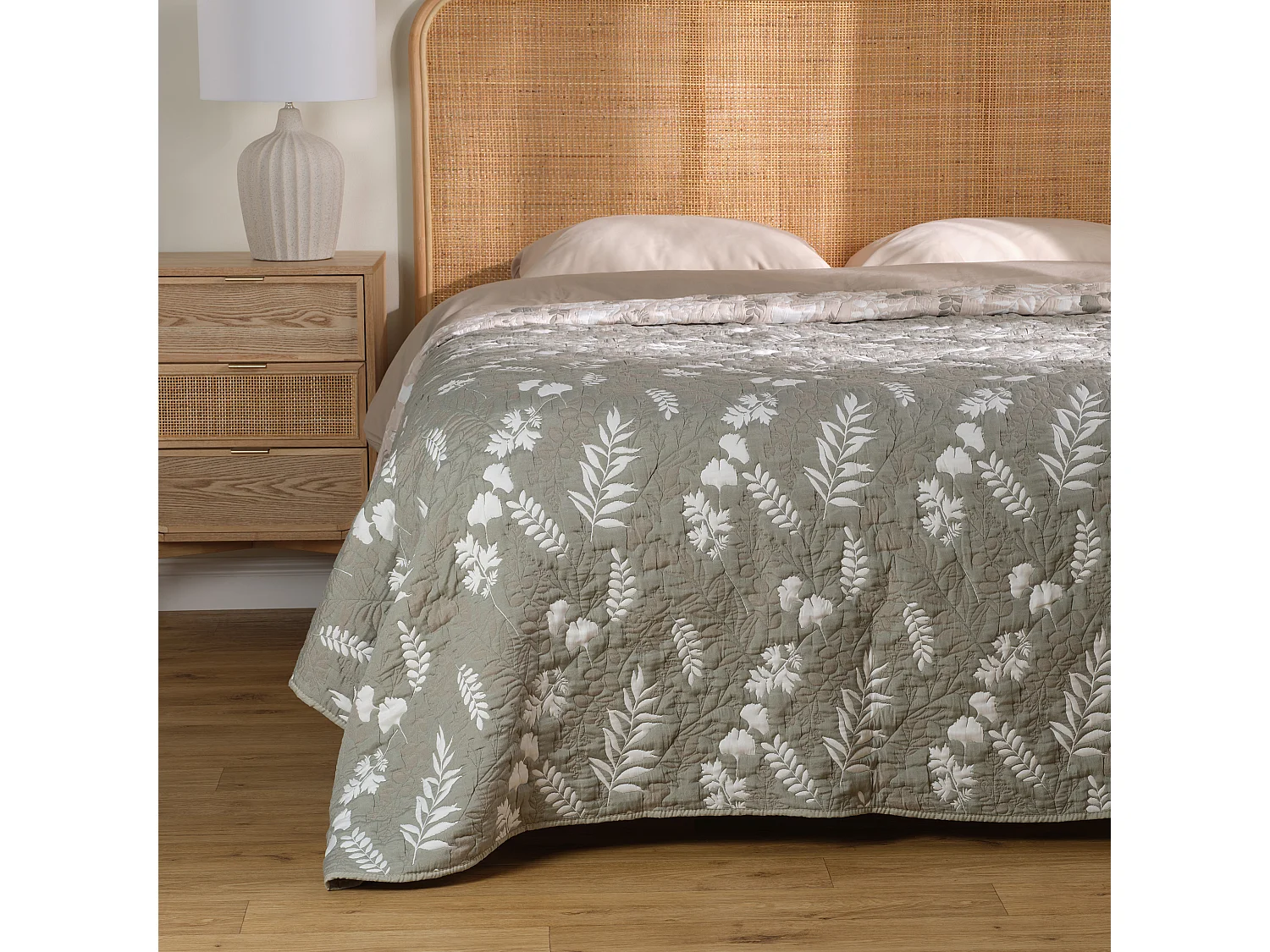 Couvre-lit Florena Vert Coton 200x220