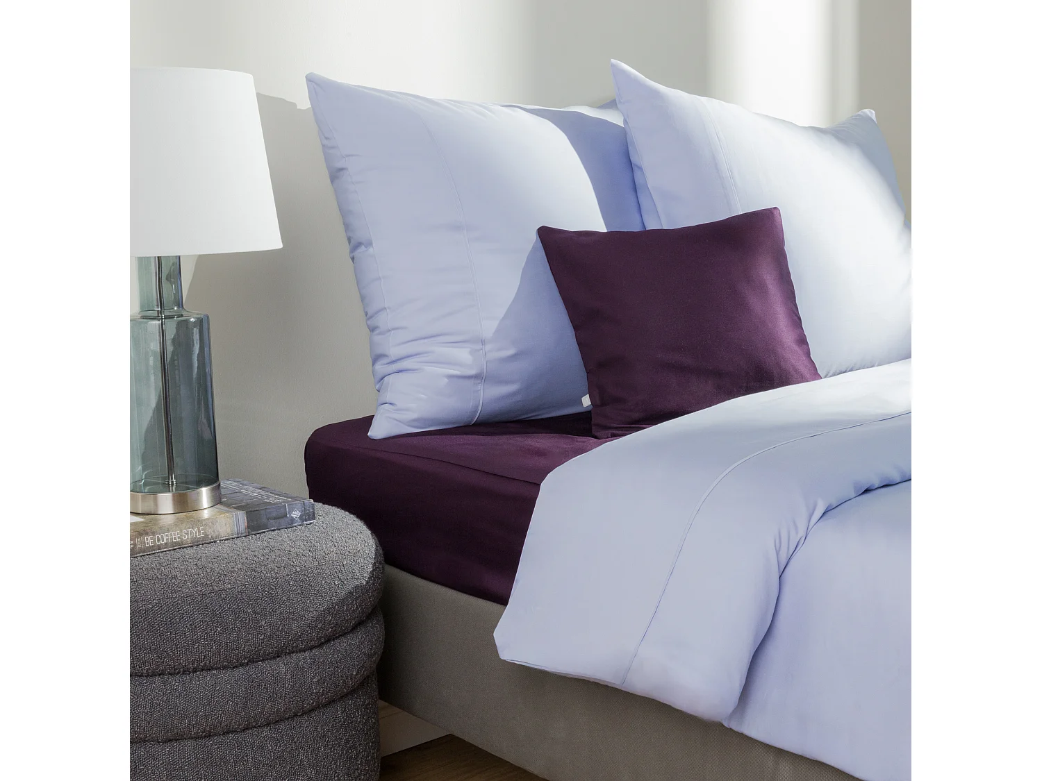 Parure de lit Satinette Unicolore Coton 160x200