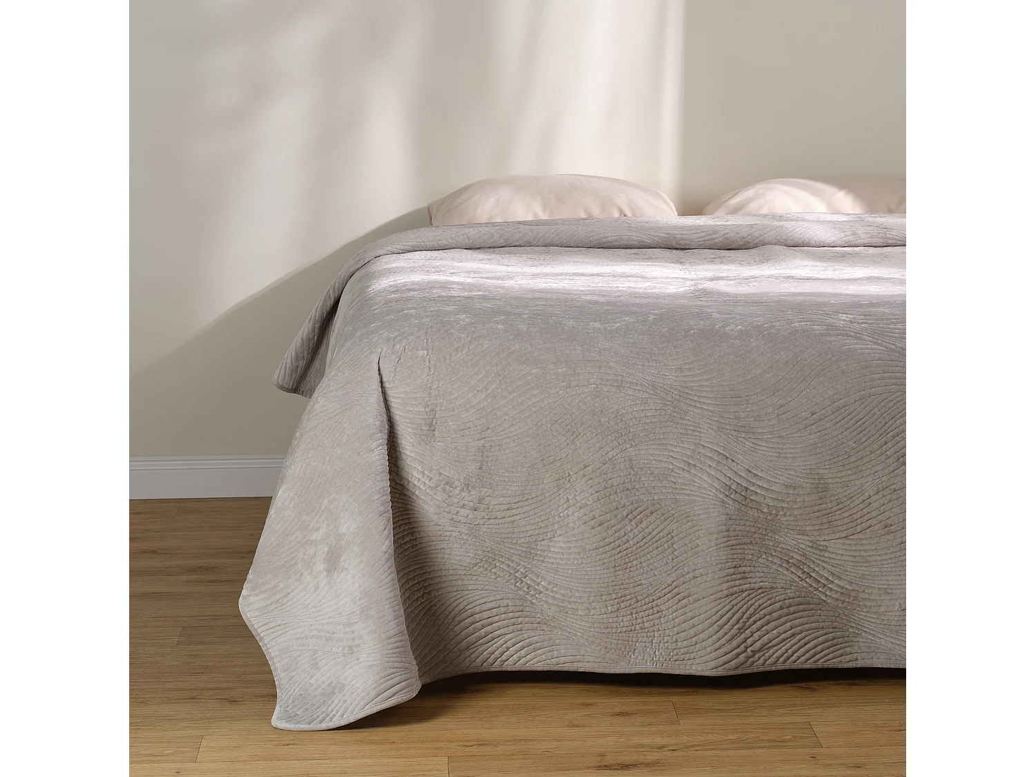 Couvre-lit Tossa Gris Clair Velours Polyester 200x220