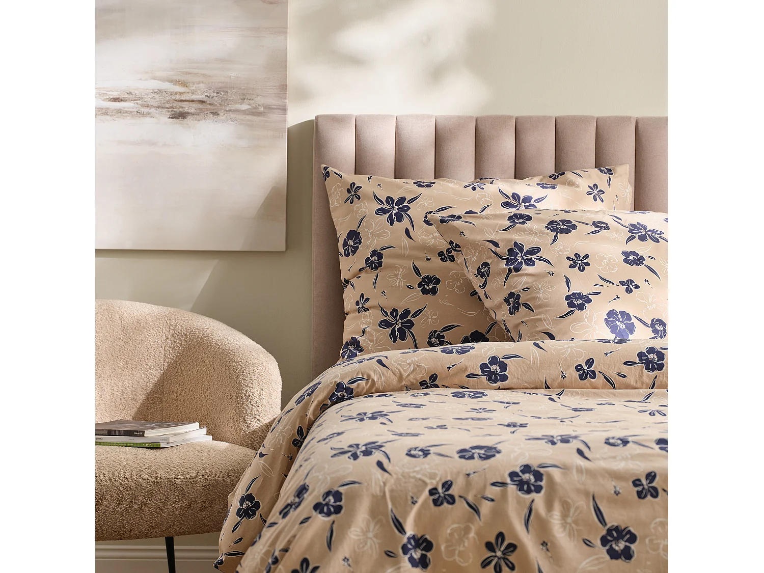 Parure de lit Damoris beige coton 160x200