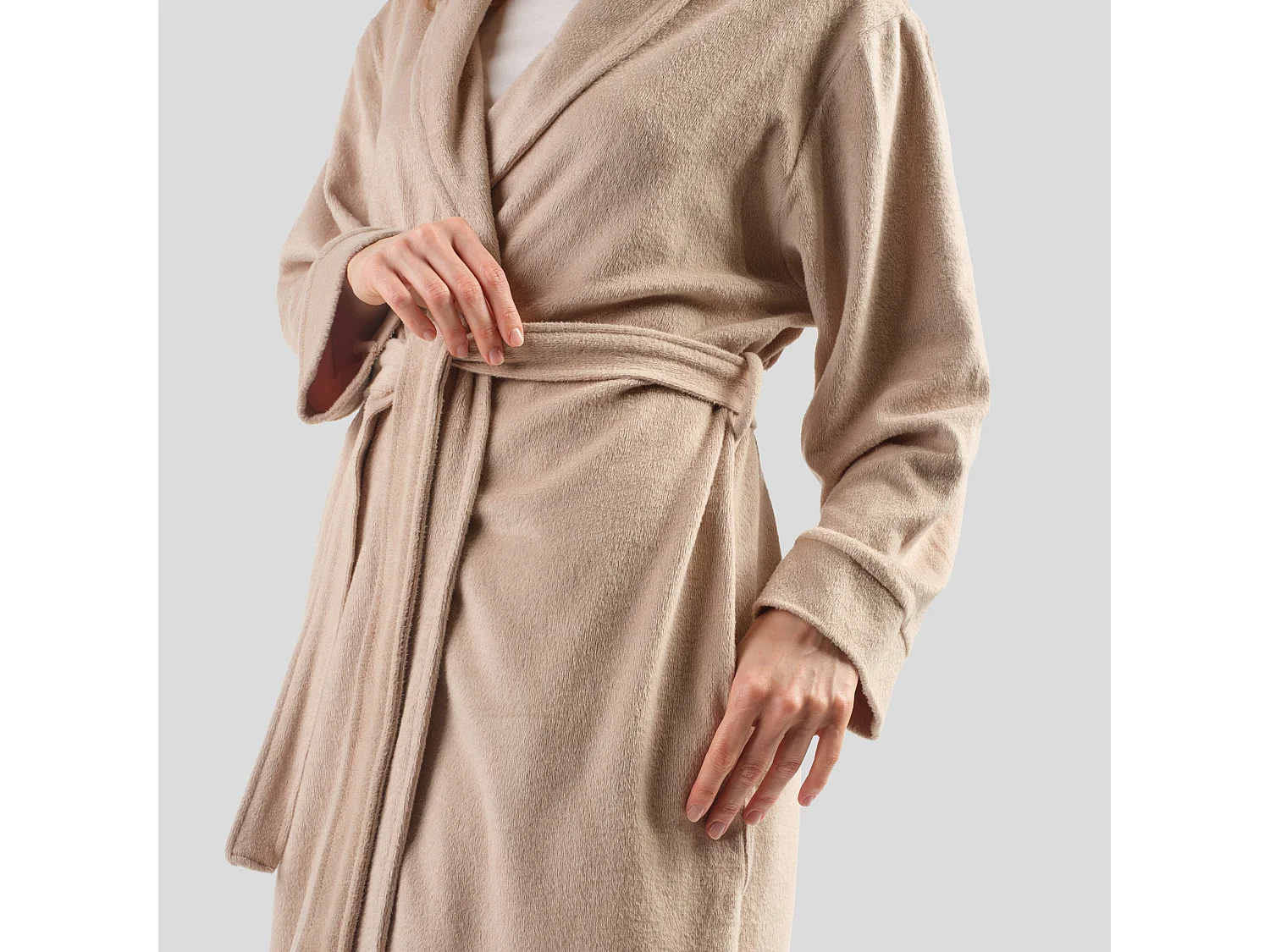 Bademantel mit Baumwolle Polina mittleres Beige 65 x 115