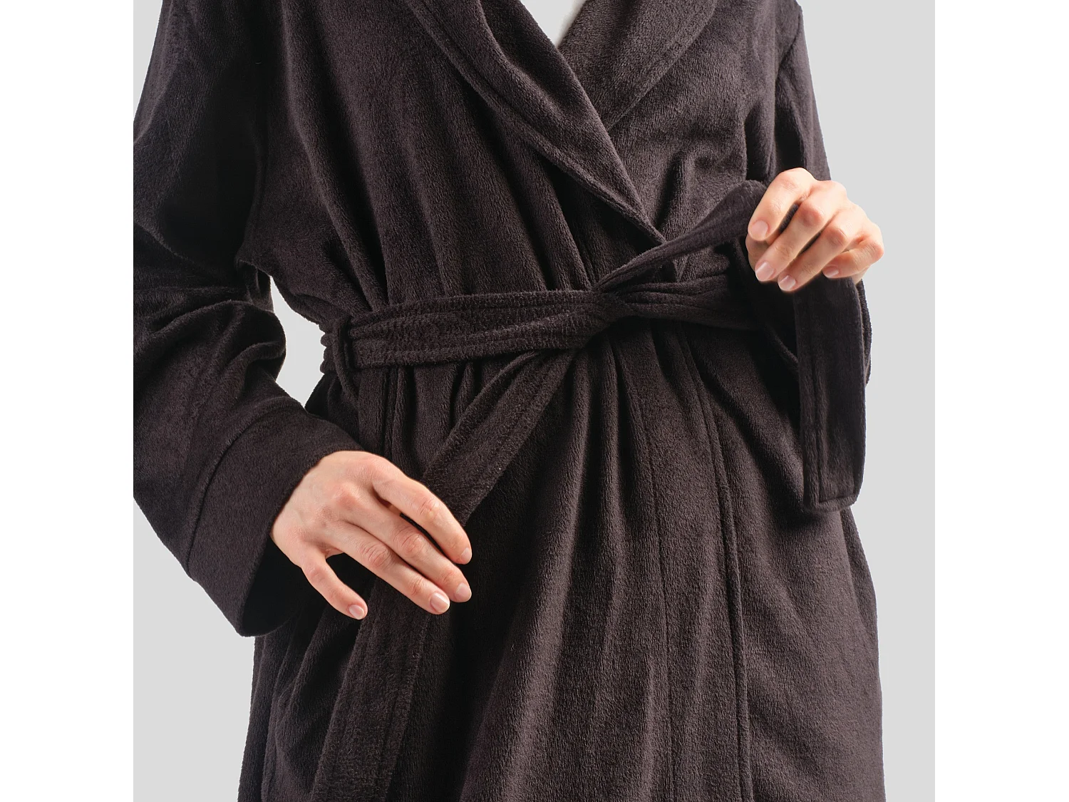 Bademantel mit Baumwolle Polina, mittelschwarz, 65 x 115