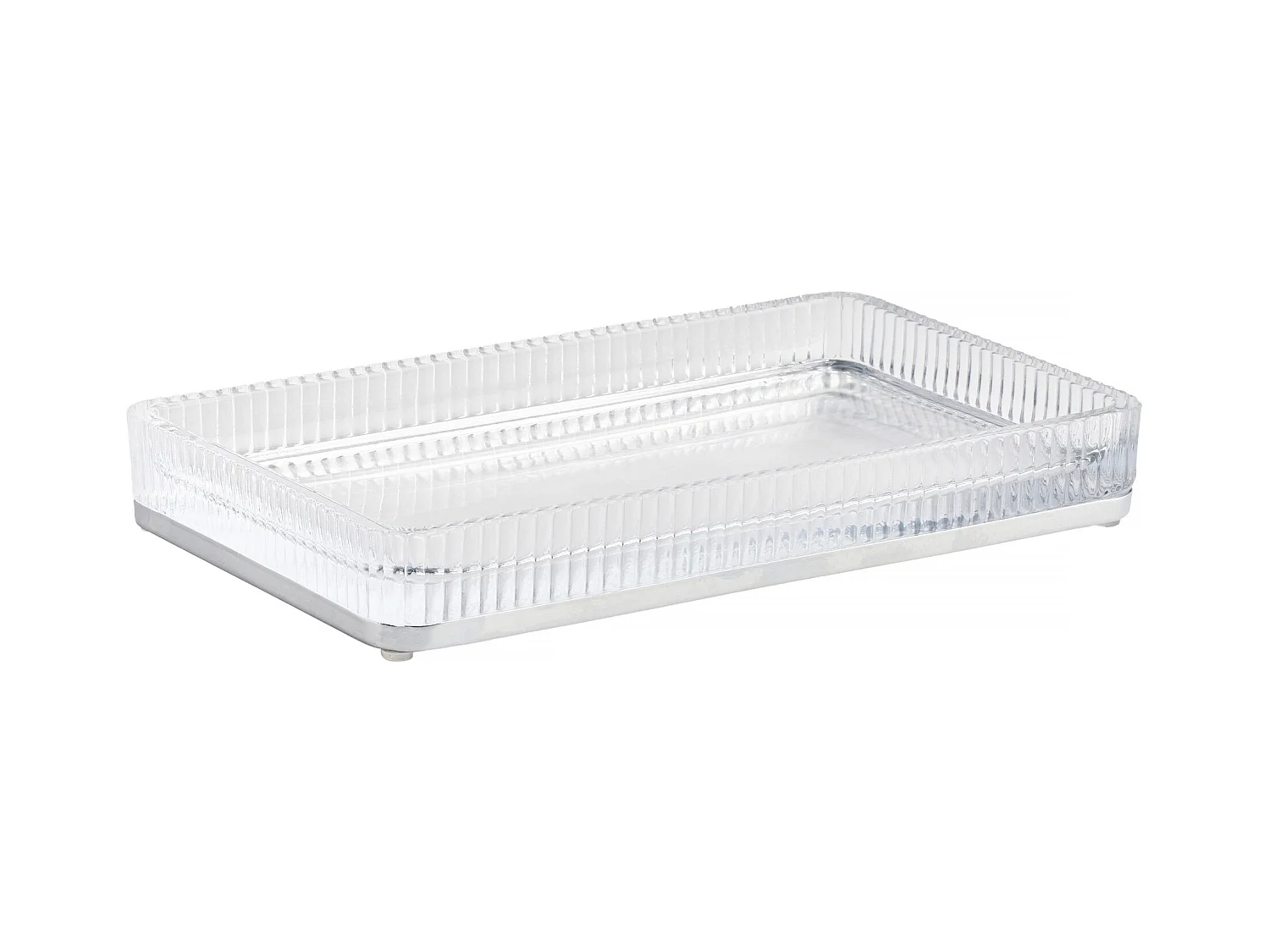 Plateau Marcella argent moyen verre métal 3.1 x 13.9 x 23.1