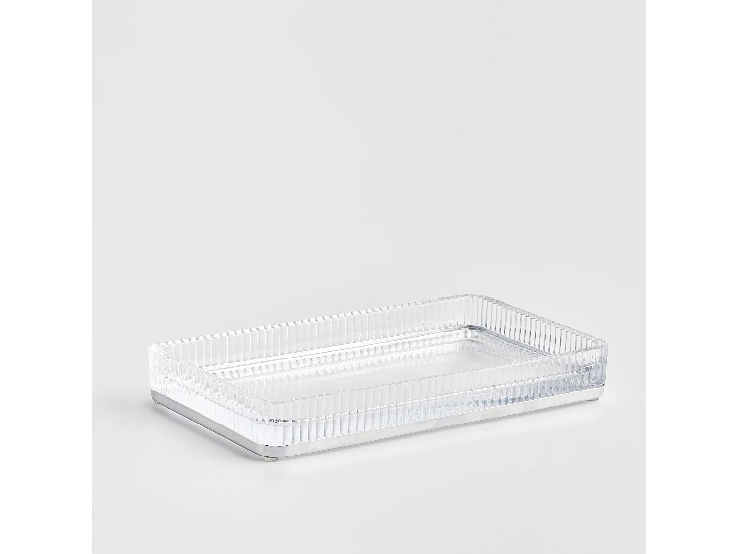 Plateau Marcella argent moyen verre métal 3.1 x 13.9 x 23.1