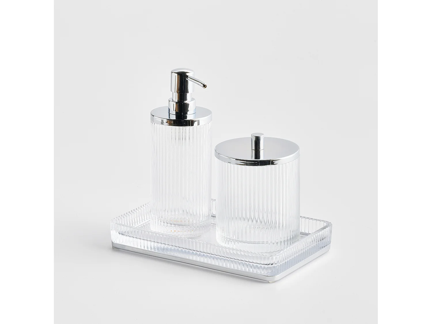 Plateau Marcella argent moyen verre métal 3.1 x 13.9 x 23.1