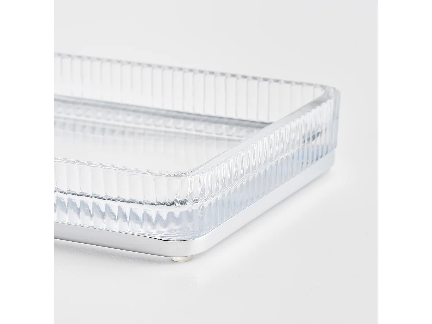 Plateau Marcella argent moyen verre métal 3.1 x 13.9 x 23.1