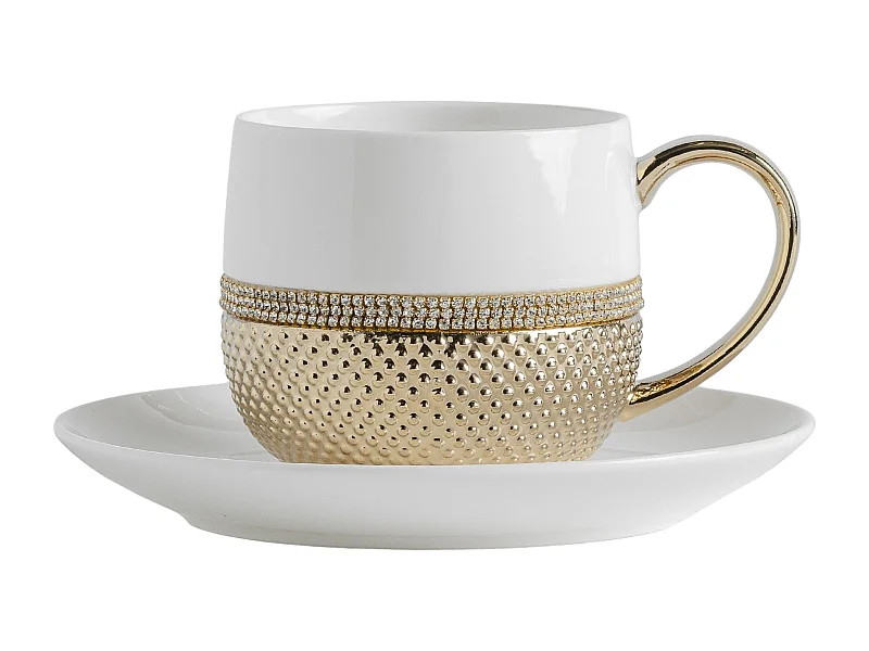 Tasse Mit Untertasse Glamtis Gold 260ml mittelweiß