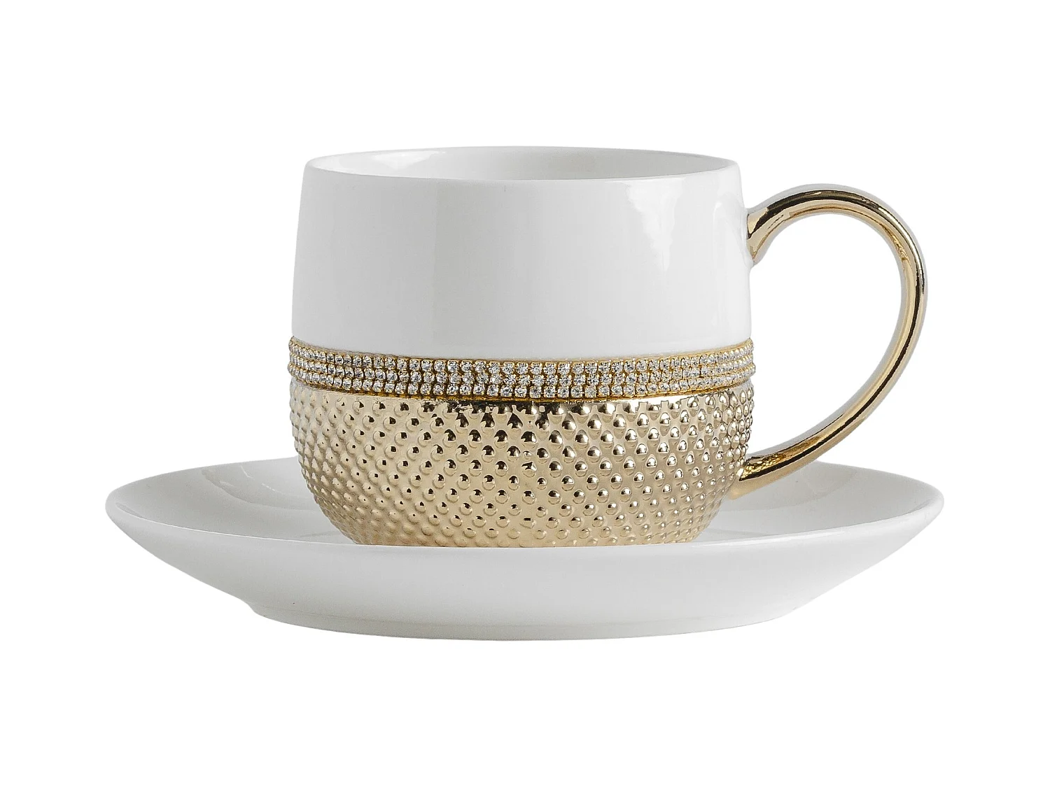 Tasse Mit Untertasse Glamtis Gold 260ml mittelweiß