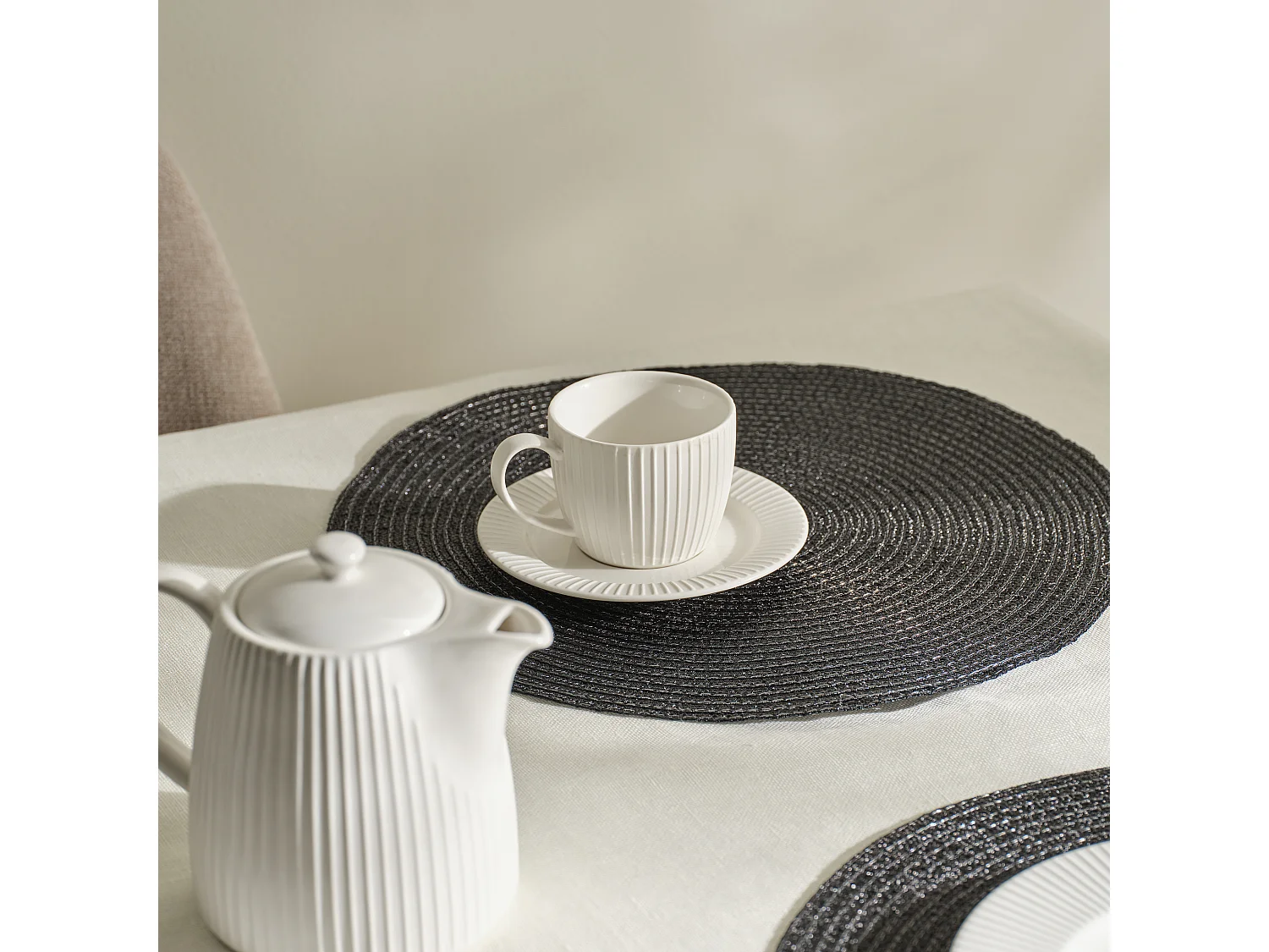 Ensemble De Sous-Verres Décoratifs Glitter Noir Moyen 38 (4 Pièces)