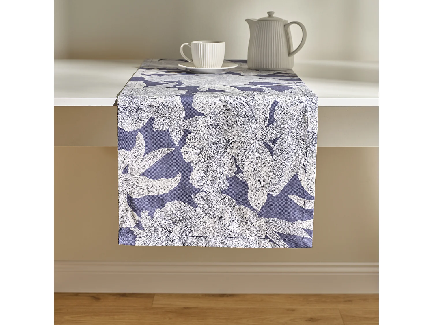 Chemin de table Flowa Bleu Foncé 40 x 180
