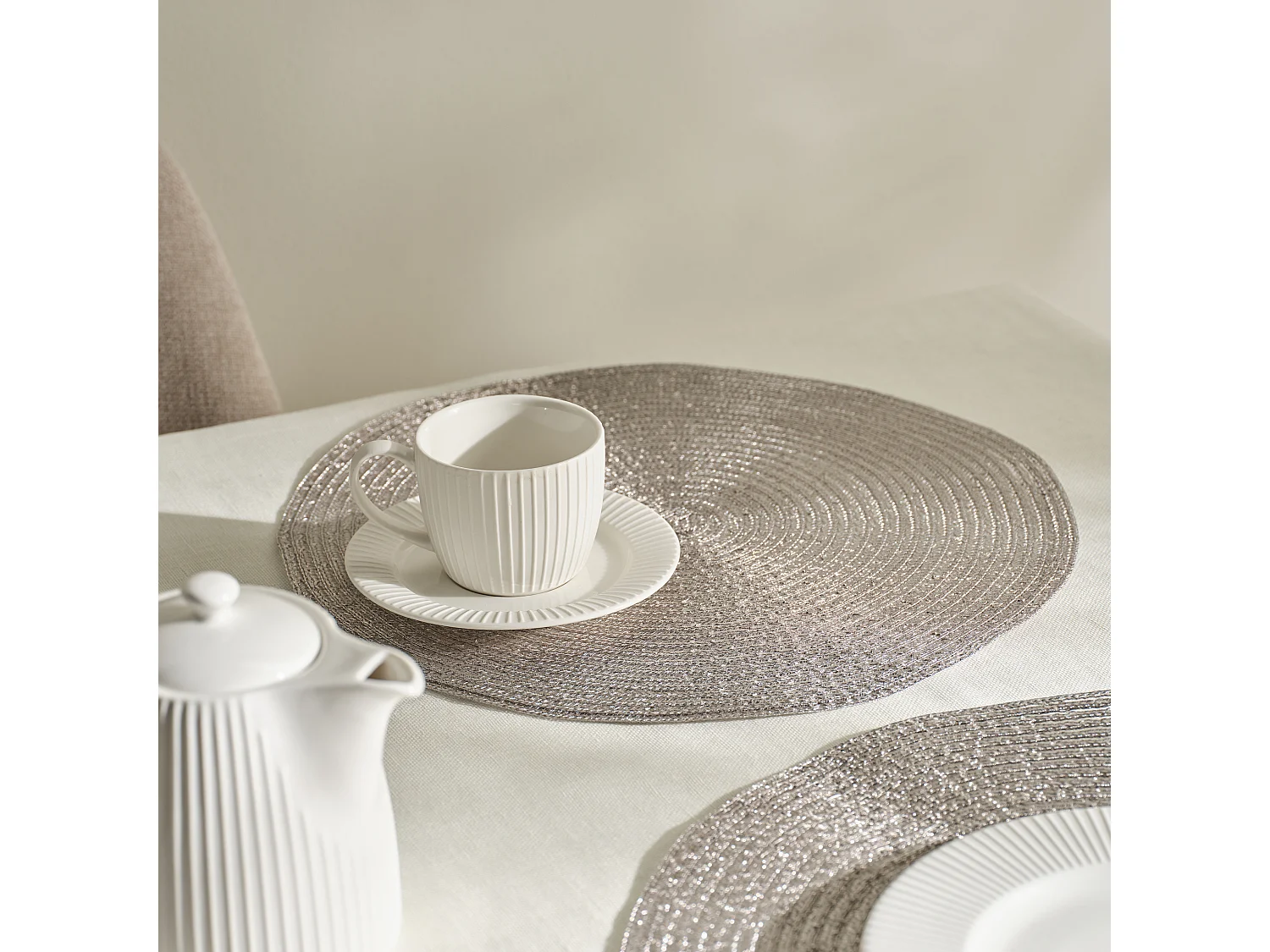 Ensemble De Sous-Verres Décoratifs Glitter set argent moyen 38 cm