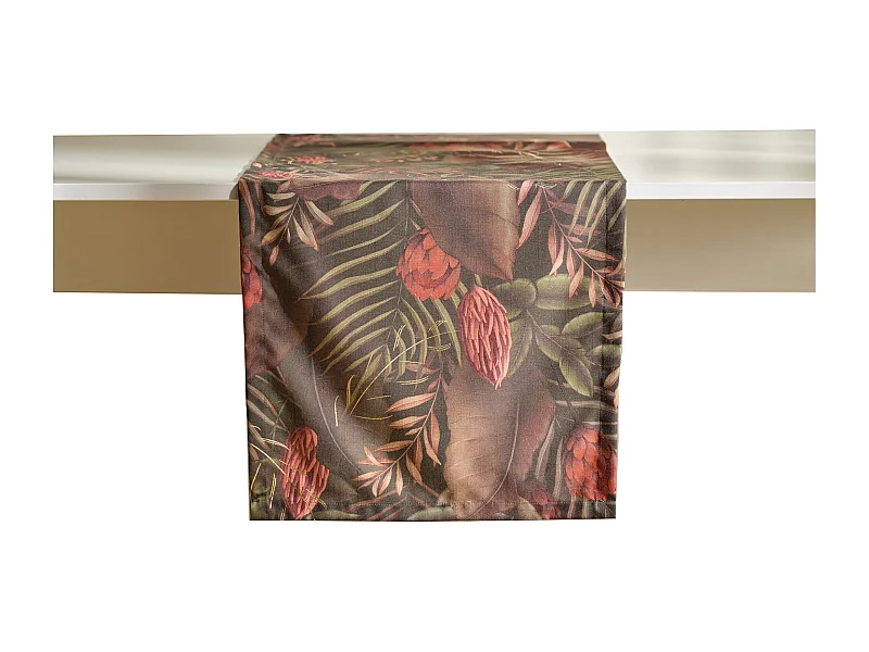 Chemin de table Tropini vert foncé 40 x 180 cm