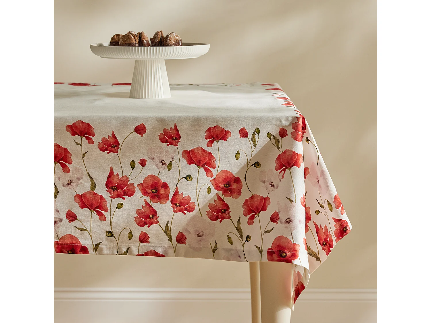 Nappe Imprimée Popini Blanc Moyen 150 x 220