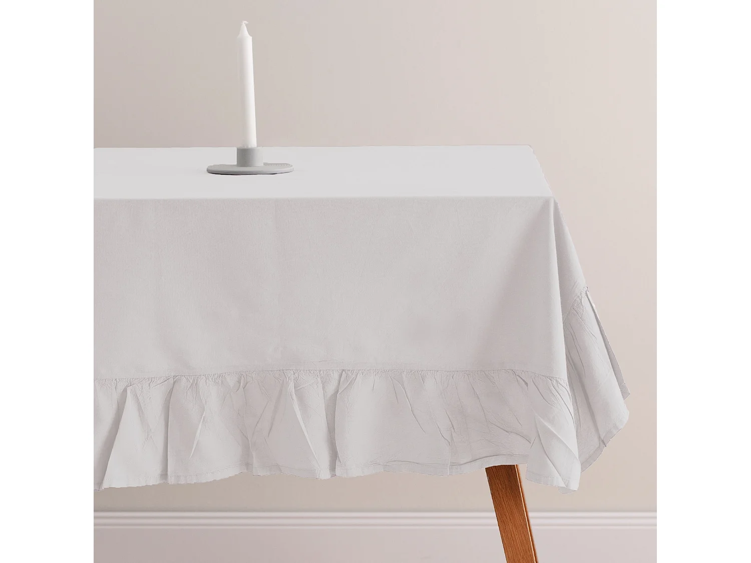 Nappe Unicolore Falbines Blanc Moyen 130x180