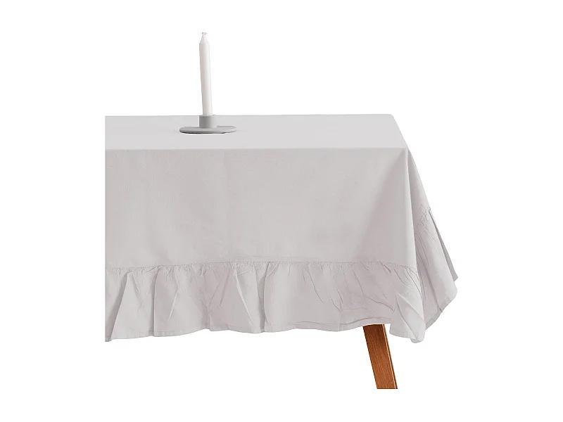 Nappe Unicolore Falbines Blanc Moyen 130x180