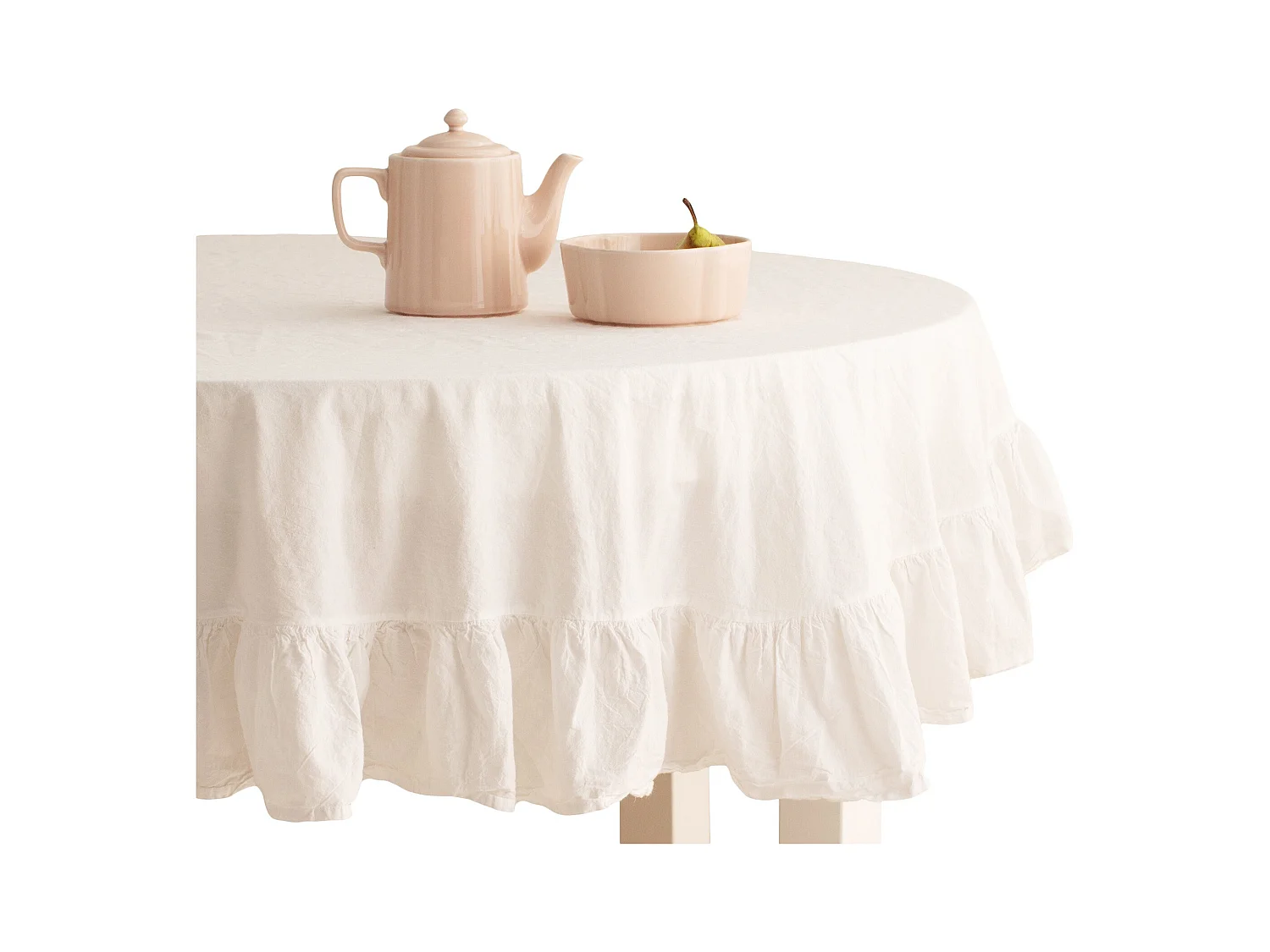 Nappe Unicolore Falbines Blanc Moyen 160