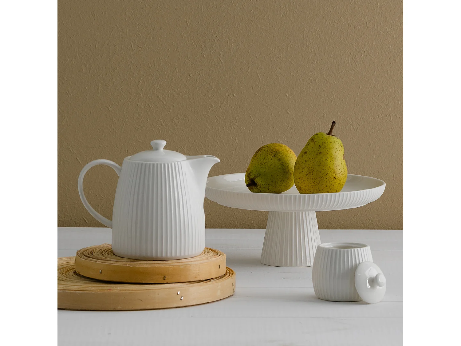 Plateau Sur Pied Linioso Blanc Moyen 11.5 x 26