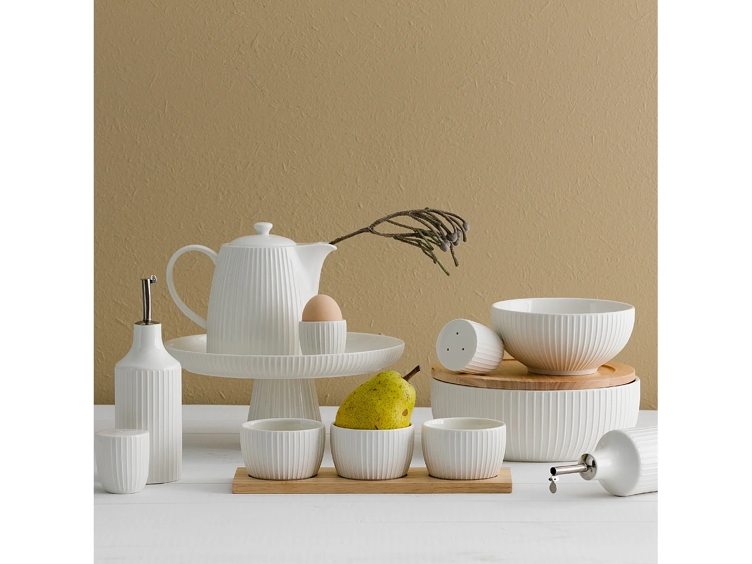 Plateau Sur Pied Linioso Blanc Moyen 11.5 x 26