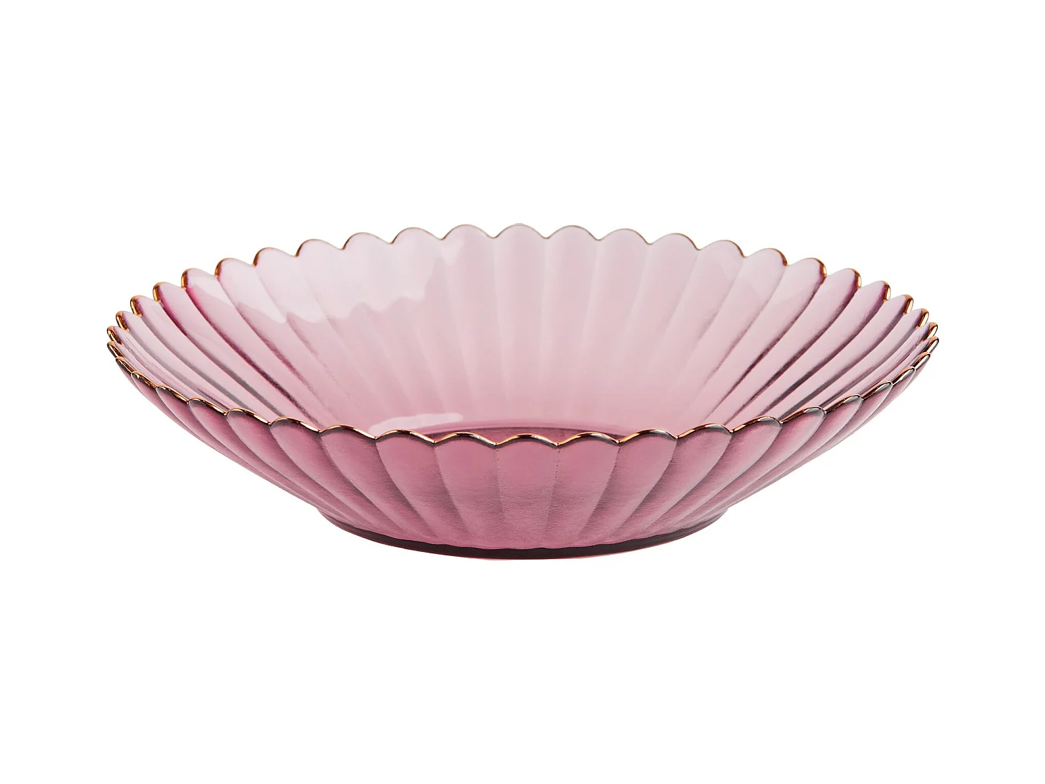 Servierteller Flowo Dunkelrosa 5.2 x 24 x 24 Glas Goldrand