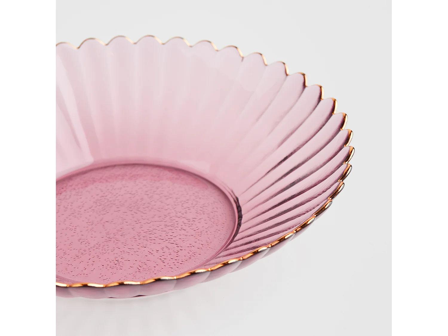 Servierteller Flowo Dunkelrosa 5.2 x 24 x 24 Glas Goldrand
