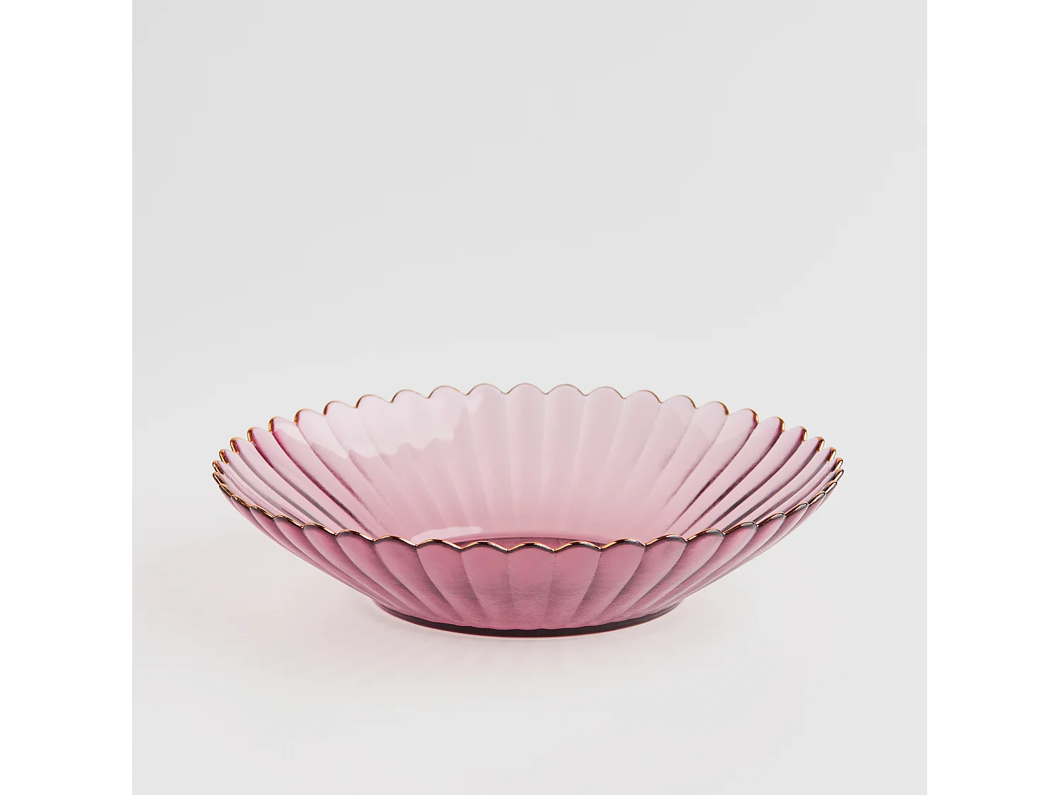 Servierteller Flowo Dunkelrosa 5.2 x 24 x 24 Glas Goldrand