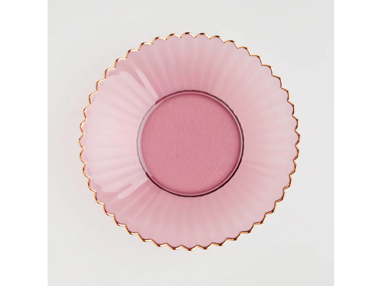 Servierteller Flowo Dunkelrosa 5.2 x 24 x 24 Glas Goldrand
