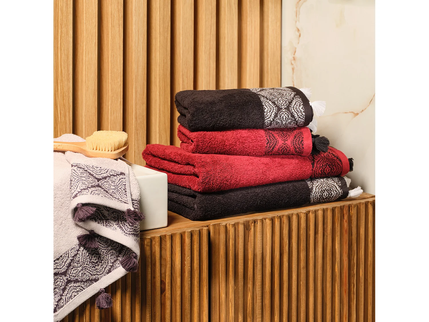 Serviette De Bain Beska Rouge Foncé 70 x 130