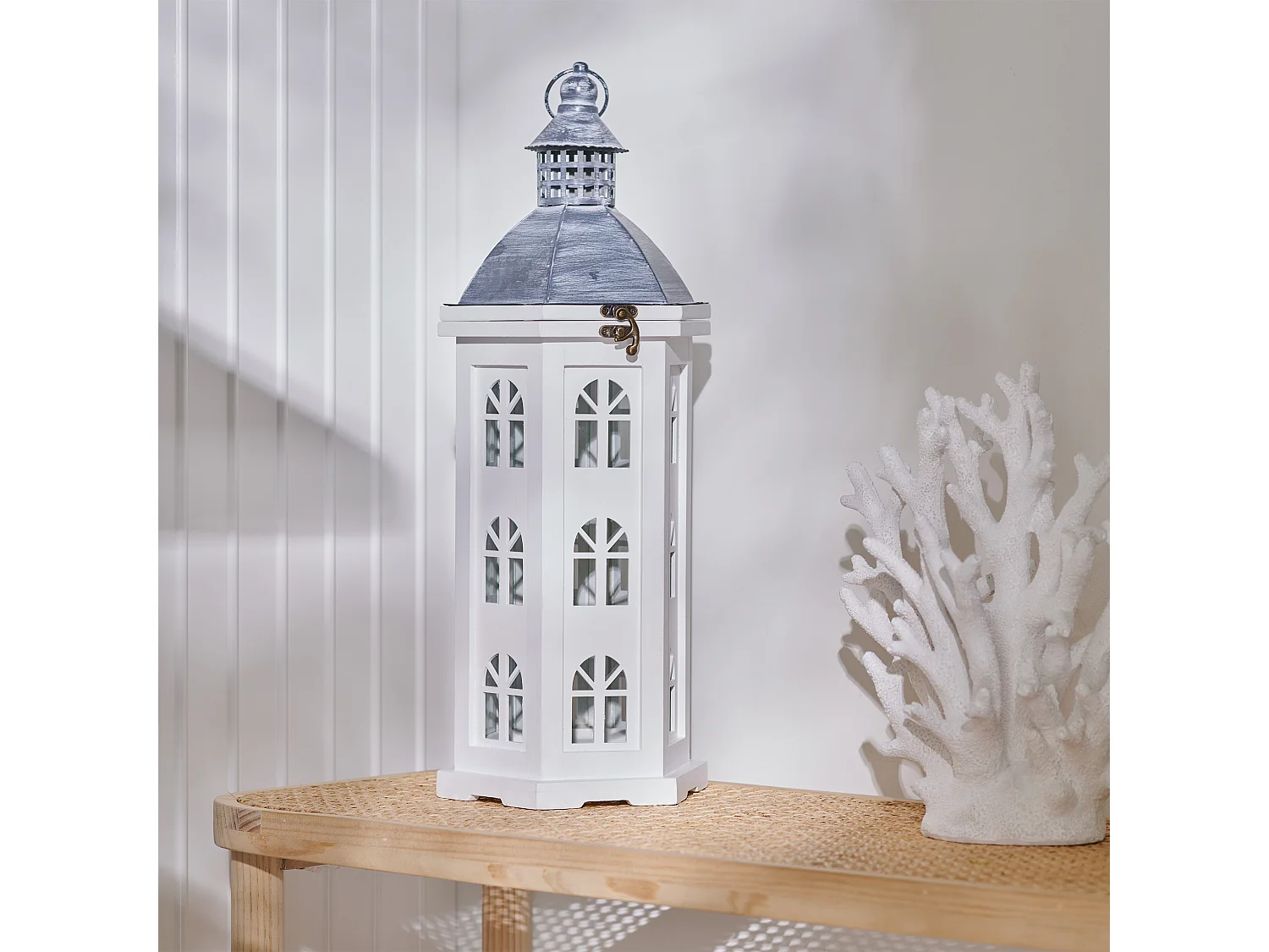 Laterne Faro mittelweiß 51 x 19.5 x 17