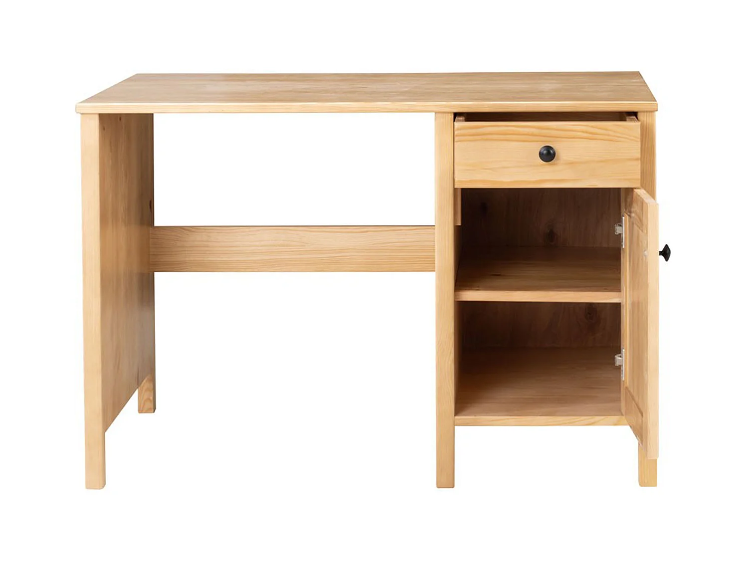 Biurko 110 cm drewniane z drzwiczkami i szufladą Prestige, kolor dębowy